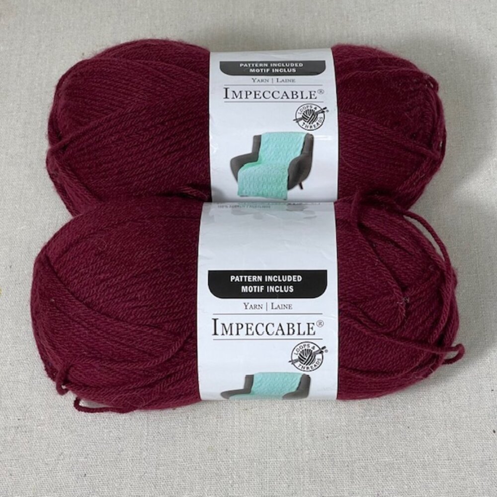 LOT of 2 Loops & Threads Impeccable Burgundy #01430 285yds 4-Medium Acrylic NEW